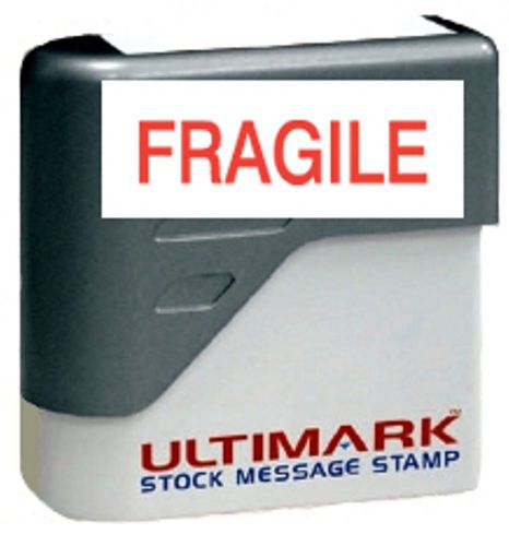 FRAGILE text on Ultimark Pre-inked Message Stamp with Red Ink
