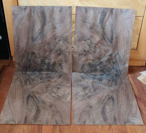 4 pieces buckled Walnut Burl raw wood veneer 11 3/4 &#034; x 14&#034; raw &amp; 1/42&#034; curly