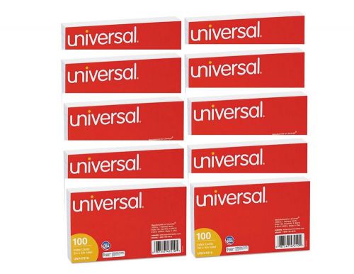 &#034;Universal Ruled Index Cards, 3 x 5, White, 10 Packs of 100&#034;