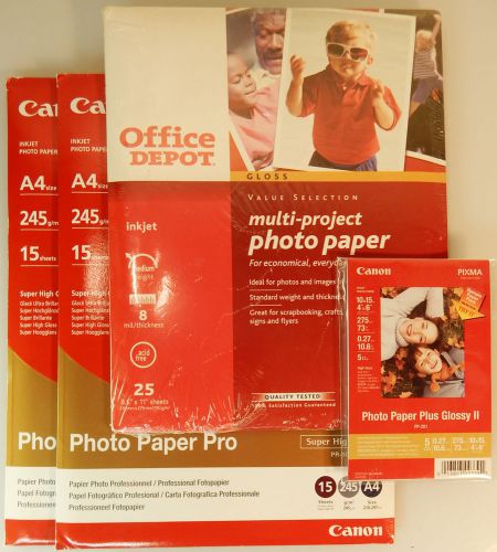 Canon &amp; Office Depot Inkjet Printer Photo Paper Lot + Bonus