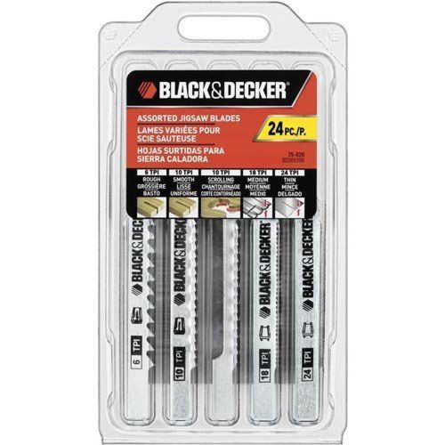 Black &amp; decker 75-626 assorted jigsaw blades set wood and metal 24-pack for sale