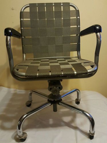 Vintage Steel Frame Industrial Office Chair Heavy Webbing Chrome Legs Steampunk