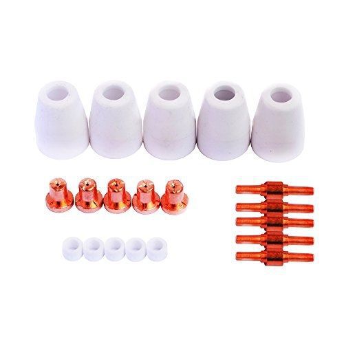 Lotos Technology 20-pieces Plasma Cutter Consumables Nozzle Electrode Cup and