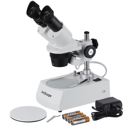 10x-20x-30x-60x led cordless 2-lights stereo microscope w rechargeable batteries for sale