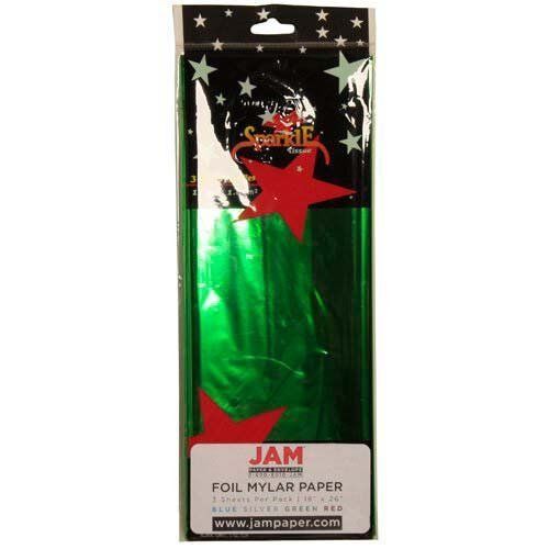 JAM Paper® Tissue Paper - Green Mylar - 3 Sheets/Pack