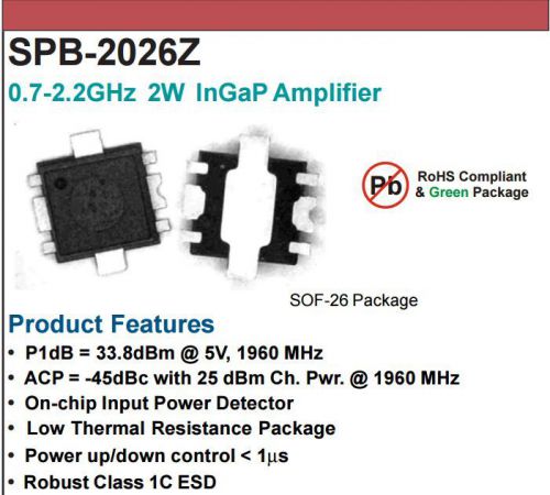 2pcs Sirenza SPB-2026Z 0,7 ~ 2,2 GHz 2W HBT