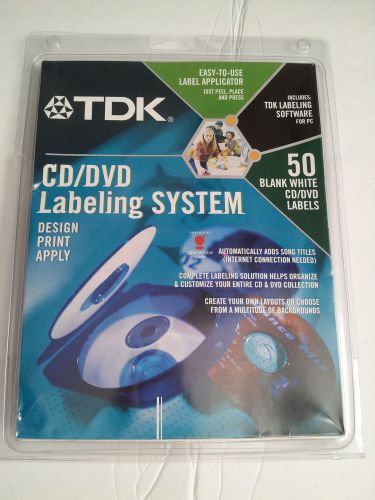 TDK CD/DVD Labeling System w/Software, 50 Blank Labels, New Unopened Package