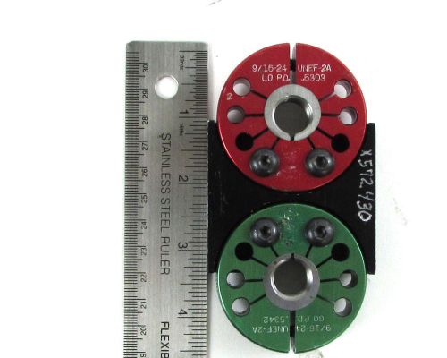 Southern gage co, 9/16-24 unef-2a thread ring gage set, go pd .342 &amp; lo pd .5303 for sale