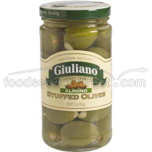 Giulianos Almond Stuffed Olive, 7 Ounce -- 6 per case.