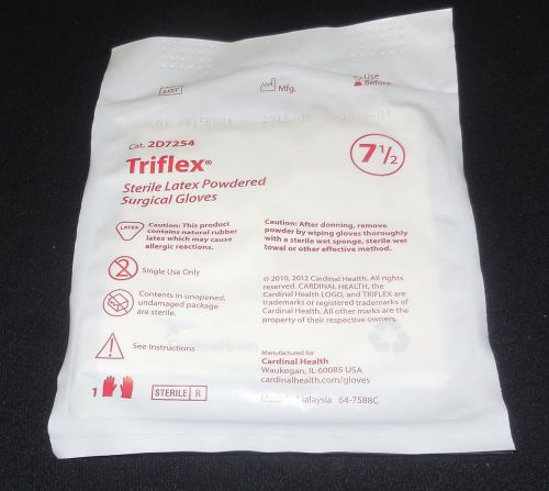 1 Pair Triflex Exam Gloves Sterile Latex &amp; Powder Sealed Sterile 7 1/2 size