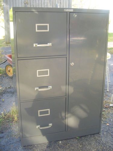 Industrial vintage steel master steelmaster 3 drawer file cabinet with safe rare for sale