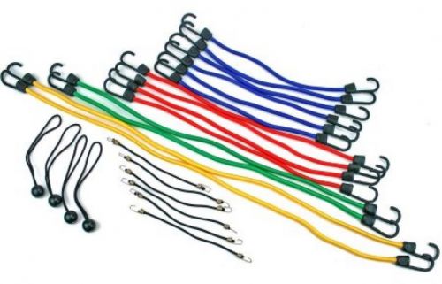 24 pc set bungee cord kit assorted sizes hooks rubber coated cars trucks storage for sale