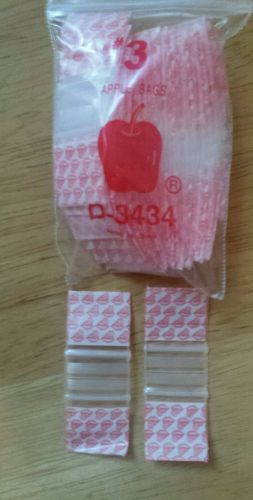 200 Mini Ziplock white/pink big mouth0.75 x 0.75&#034; Apple reclosable baggies 3434
