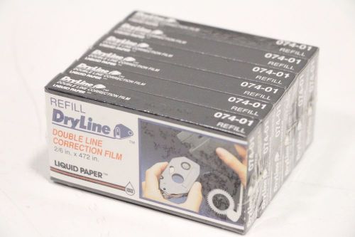 6 Pack DryLine Refill Double Line Correction Film 2/6 x 472&#034; Liquid Paper 074-01