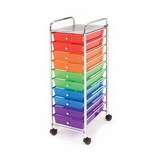 Seville Classics 10-Drawer Organizer Cart with Drawers, Pearlized Multi Color ,