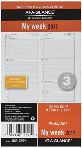 Day runner weekly planner refill 2017, 3-3/4 x 6-3/4&#034;, size 3 (063-285y) for sale