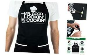 Funny Apron for Men - Mr. Good Looking is Cooking - BBQ Grill Apron for a