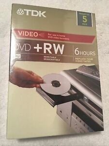 New Sealed  DVD+RW 4X 4.7GB Home Video Recording ReWriteable DVD 5-Pack