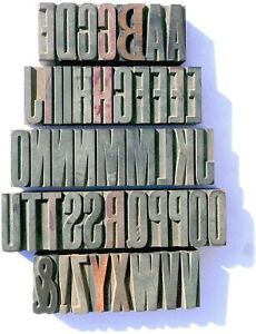 Letterpress WOOD Type 1 5/8&#034; SLIM Alphabet 46pcs **Great Old Typeface*