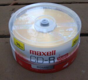 Maxwell 30 pack of 80 minute CD-R, 700MB, up to max 32X, sealed NEW in plastic