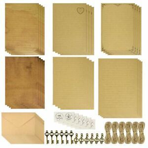 Dxhycc 6 Set Vintage Stationary Paper and Envelopes Set, Aged Paper Writing P...