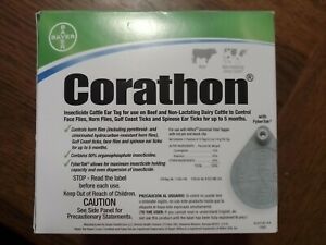 Pest Control Bayer Corathon Insecticide Cattle Ear Tags Horn Face Flies 20 Count