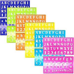 Emraw 2-Piece 20 mm Size Lettering Stencil Ruler Sets – Assorted Colors in Pink,
