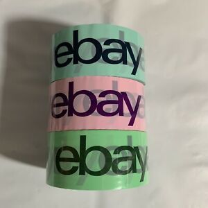 3 Rolls ~ 2&#034; x 75 yds eBay Holiday Edition Branded Packaging Tape 3 Colors