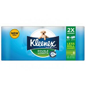 5 x KLEENEX TOILET TISSUE DOUBLE LENGTH 8 PACK CLEANRIPPLE STRENGTH SOFT ABSO...