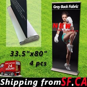 4 pack,33.5&#034;x60-90&#034; PREMIUM Retractable Roll Up Banner Stands Trade Show Display