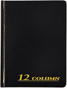 Adams Account Book, 7 x 9.25 Inches, Black, 12-Columns, 80 Pages ARB8012M