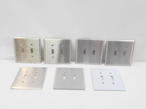 Lot of 7 2-Gang Toggle Switch Cover Wallplates (Stainless Steel)