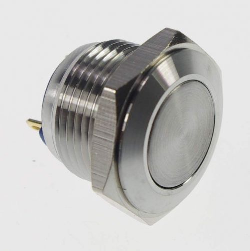 1pcs 16mm od stainless steel push button switch /flat round/pin terminals for sale