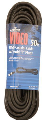 Leviton c6851-5ge rg6 coax cable  gold plated  50-feet  black for sale