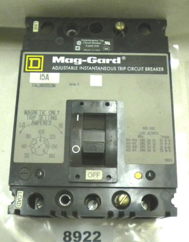 (8922) square d circuit breaker fal3601513m 15a 600vac 3p for sale