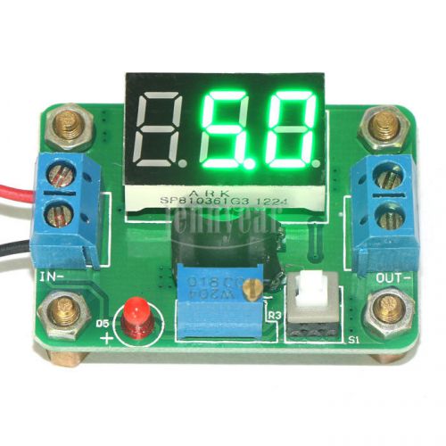 DC Buck Converter 4.5-24V to 0.93-20V Voltage Regulator w/ Green LED Voltmeter