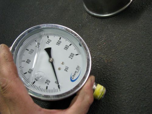 CHEM OIL 4&#034; Oil Filled Pressure Gauge 0-200psi FREE SHIPPING