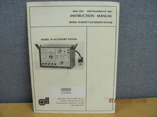 BIO TEK MODEL 10: Safety Accessory System - Instruction Manual schem #17898