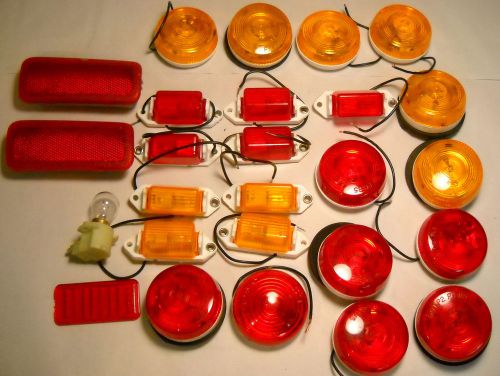 LARGE MIXED LOT OF 25+ RED AND ORANGE AUTO/TRUCK SIDE LIGHTS W/LENSES