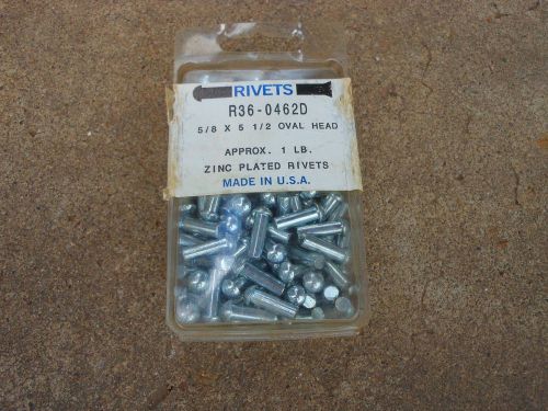 One pound box oval head zinc-plated solid rivets 5/8 x 5 1/2 R36-0462D