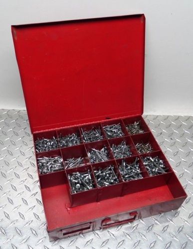 15 compartment metal hardware storage bin box organizer w/ rivets for sale