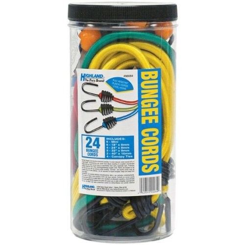Highland 90084 Bungee Cord Assortment. 24 Pieces/Pack. Brand New. FREE SHIPPING