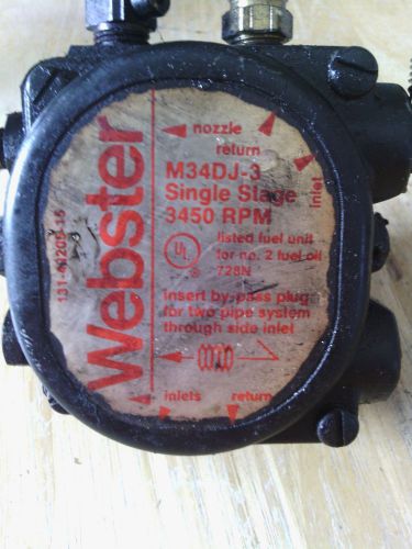 Webster Oil Burner Pump M34DJ-3 Single Stage 3450 RPM Heating