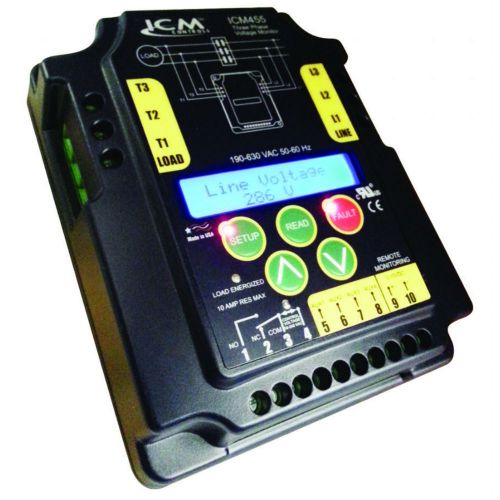 ICM455, ICM 455 fully programmable 3-phase line voltage monitor w/ backlit LCD