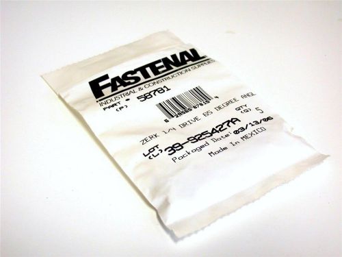 Brand new fastenal 1/4 drive 65 degree angle zerk fitting model 58781 pack of 6 for sale