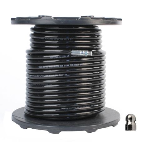 3/8&#034; npt x 200&#039; hose &amp; 4.5 orifice button nose nozzle 4000 psi sewer jetter kit for sale