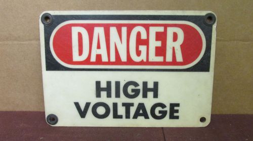 Used fiberglass &#034;danger high voltage&#034; electrical safety power lines plant sign for sale