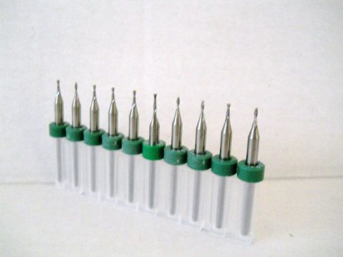 Ten 2 flute  micro carbide end mill bits 1.00 mm (.0394&#034;) -  router pcb dremel for sale
