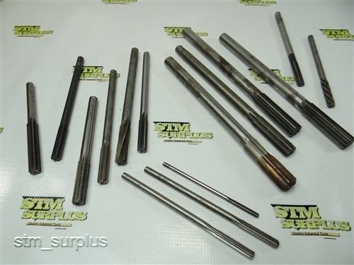 Nice lot of 15 straight shank reamers 3/16&#034; to 47/64&#034; for sale