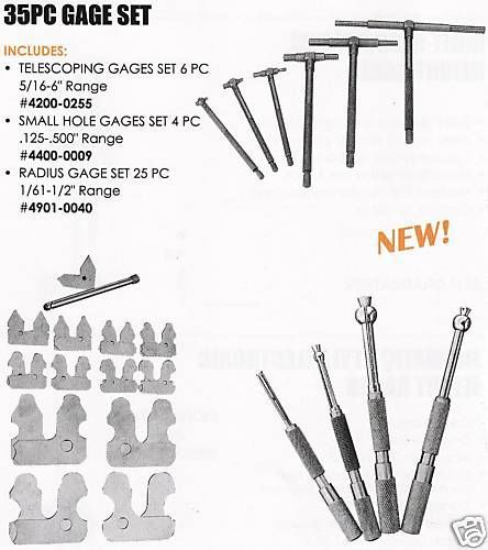 35 Pc GAGE SETS Telescoping + Radius + Small Hole